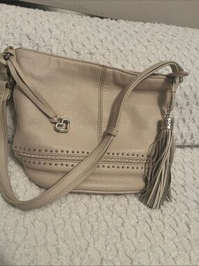 Brighton Cream Leather Crossbody with Tassel & Heart Charm